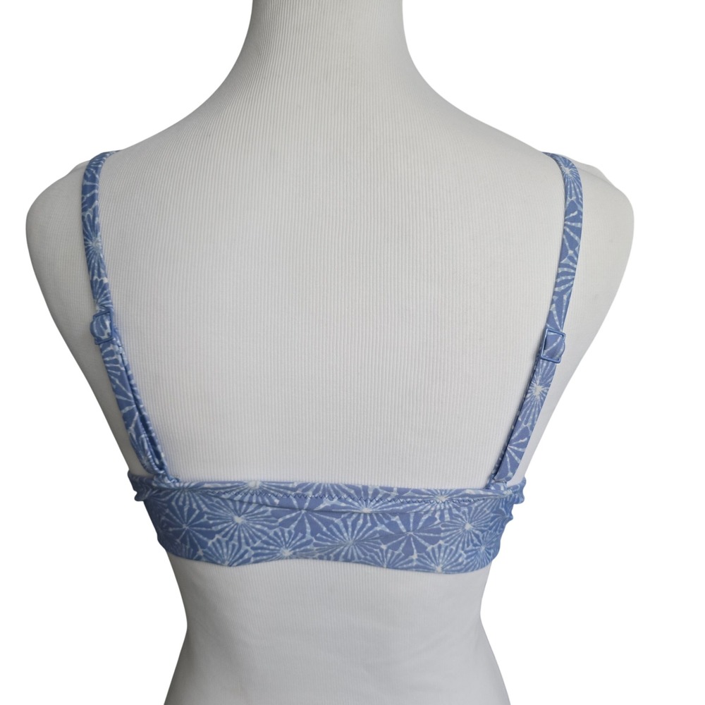 Aerie Real Good Blue White Sunburst Triangle Bikini Top Large Adjustable Straps - Picture 4 of 5